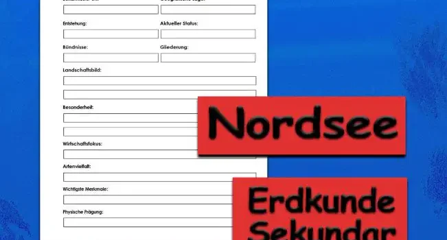 Steckbrief Nordsee Erdkunde - Kostenlos von Legakulie.info [STECKBRIEF] | Name: Die Nordsee | Beiname: Das „Mordmeer“ (wegen der gefährlichen Sturmfluten) | Bekanntester Ort: Das Wattenmeer (UNESCO-Weltnaturerbe) | Geografische Lage: Randmeer des Atlantischen Ozeans in Nordeuropa | Entstehung: In ihrer heutigen Form nach der letzten Eiszeit (vor ca. 8.000 Jahren) | Aktueller Status: Eines der am stärksten genutzten Meere der Welt | Bündnisse: Internationales Abkommen zum Schutz der Nordsee (Trilateraler Wattenmeerschutz) | Gliederung: Küstengebiete, flache Schelfmeere und tiefe Gräben (Norwegische Rinne) | Landschaftsbild: Salzwiesen, Deiche, Halligen und weite Sandstrände | Besonderheit: Ausgeprägte Gezeiten (Ebbe und Flut) alle 12,5 Stunden | Wirtschaftsfokus: Fischerei, Windparks (Offshore), Erdöl- und Erdgasförderung | Artenvielfalt: Heimat von Seehunden, Kegelrobben und dem Wattwurm | Wichtigste Merkmale: Der „Blanke Hans“ (Sturmflut) / Leuchttürme | Physische Prägung: Hoher Salzgehalt und raues, windiges Klima