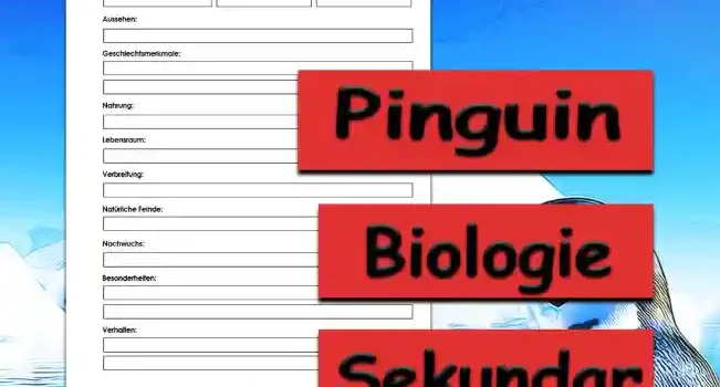 Steckbrief Pinguin Sekundar Unterrichtsmaterial - Kostenlos von Legakulie.info