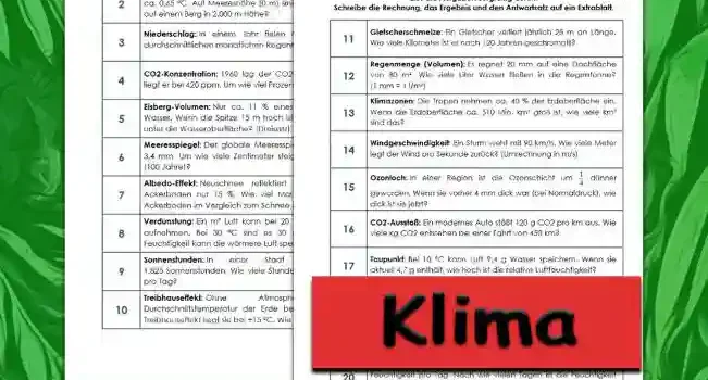 Textaufgaben Klima Erdkunde - Kostenlos von Legakulie.info