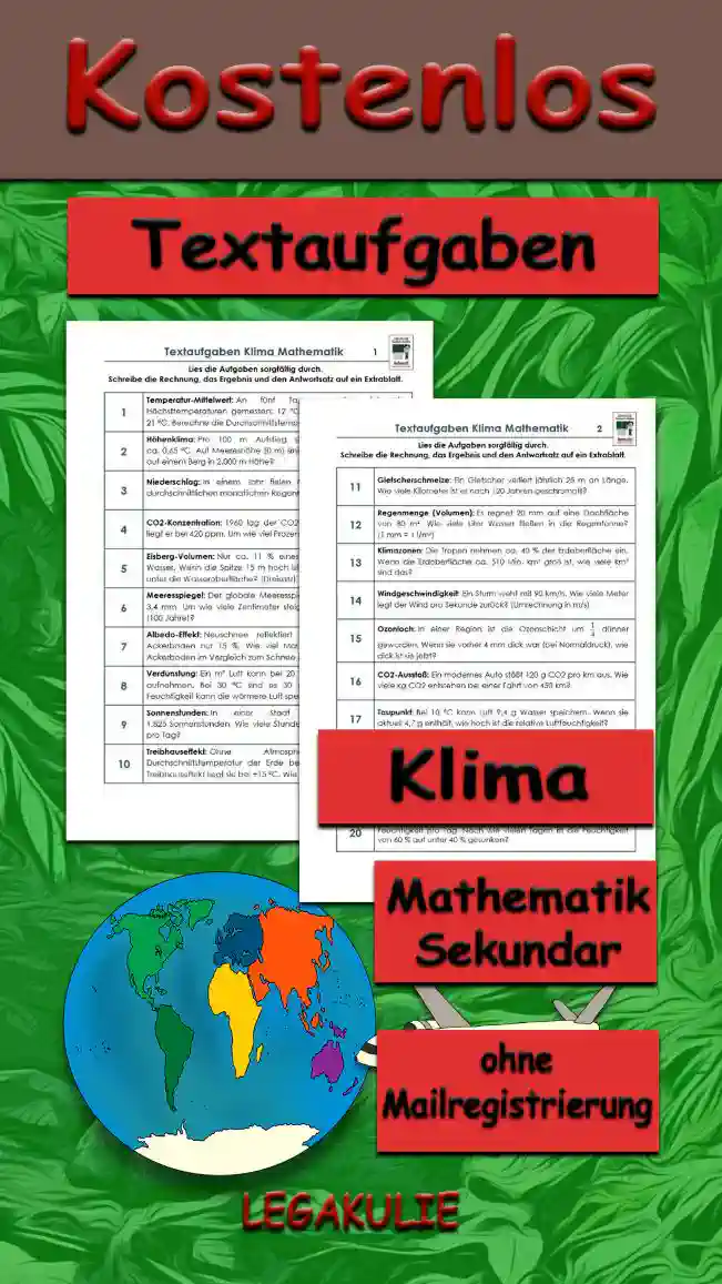 Textaufgaben Klima Erdkunde - Kostenlos von Legakulie.info