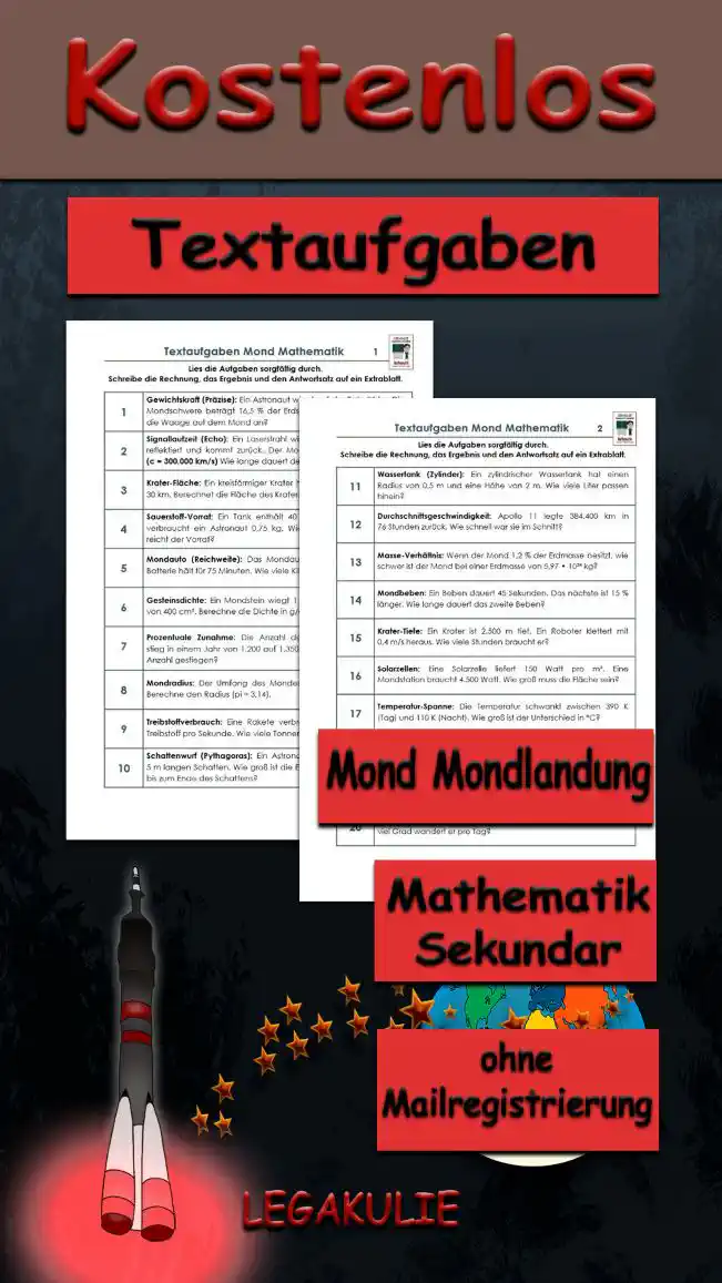 Textaufgaben Mond Erdkunde - Kostenlos von Legakulie.info