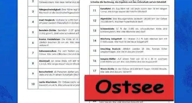 Textaufgaben Ostsee Erdkunde - Kostenlos von Legakulie.info