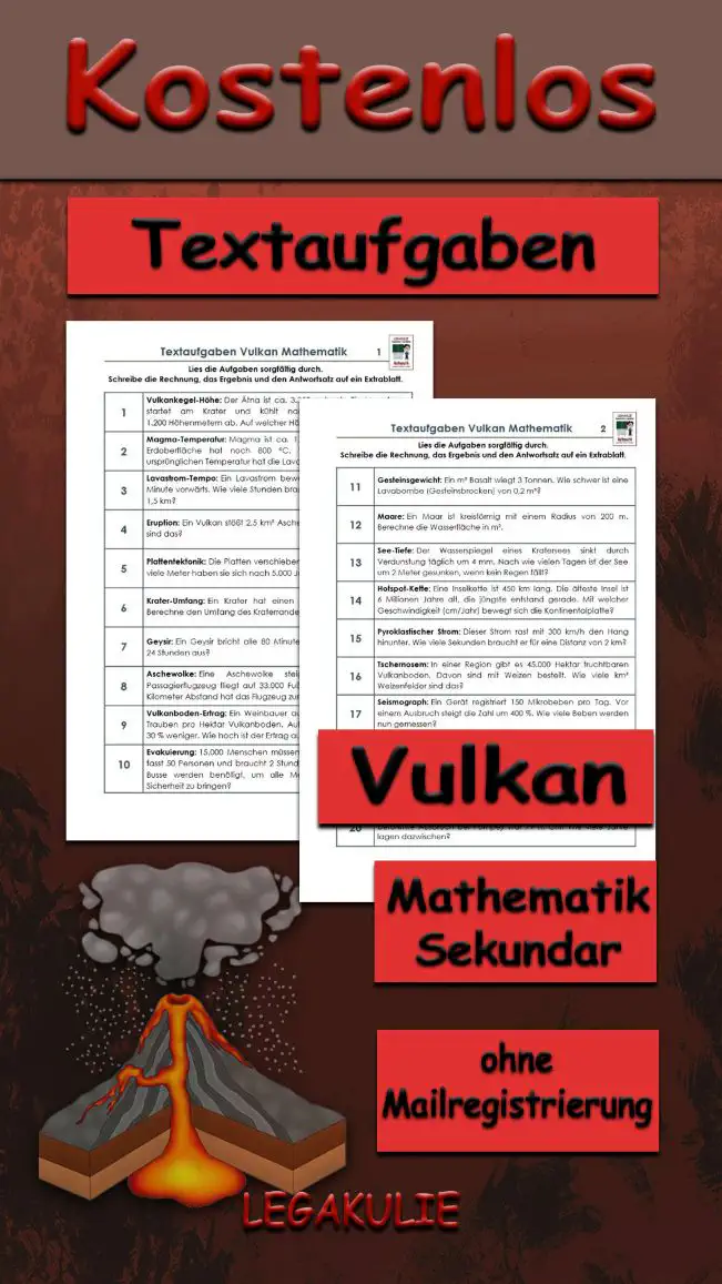 Textaufgaben Vulkan Erdkunde - Kostenlos von Legakulie.info