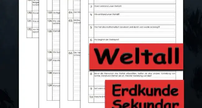 Übungsfragen Weltall Erdkunde - Kostenlos von Legakulie.info. [ÜBUNGSFRAGEN] | Weltall und Planeten – Die 45 wichtigsten interaktiven Übungsfragen zu Galaxien, Sternbildern und der Sonne auf Legakulie.info | 1. Das Weltall hat noch viele weitere Namen. Nenne zwei davon! | 3. Wann entstand unser Weltall? | 4. Wie entstand unser Weltall? | 5. Wer hat dies mathematisch bewiesen und durch wen wurde es belegt? | 7. Wie werden große Entfernungen im Weltraum gemessen? | 13. In welchem Jahr reiste der erste Mensch in das Weltall? | 14. Welches Lebewesen war als erstes im All? | 16. Wie viele Astronauten und Kosmonauten waren bisher im Weltall? | 19. Welches Gerät zählt zu den stärksten Teleskopen, die Astronomen benutzen können? | 24. Was war der Urknall? | 27. Was ist eine Galaxie? | 30. Wie wird unsere Galaxie genannt? | 35. Was sind Schwarze Löcher? | 37. Wer hat das Gesetz der universellen Schwerkraft formuliert? | 38. Was bewirkt die Erdanziehungskraft? | 42. Was sind Kometen? | 45. Wie heißen Flugkörper, die die Erde umkreisen? | 47. Wie alt ist unser Sonnensystem? | 49. Wie viele Planeten hat unser Sonnensystem? | 50. Wie heißen die Planeten? | 52. Welcher Planet ist in unserem Sonnensystem am größten? | 56. Welche der Planeten in unserem Sonnensystem besitzen Ringe? | 59. Wie heißt der Planet, dem im Sommer 2006 sein Planetenstatus aberkannt worden ist? | 61. Zu welchen Planeten gehört die Venus? | 67. Schreibe die Planeten in der richtigen Reihenfolge vom sonnennächsten zum sonnenfernsten Planeten auf! | 68. Warum stoßen die Planeten nicht zusammen? | 70. Warum können Raumschiffe auf Jupiter und Saturn gar nicht landen? | 71. Was ist der „Große Rote Fleck" auf dem Jupiter? | 75. Woraus bestehen die Ringe des Saturn? | 77. Was fand Nikolaus Kopernikus vor 500 Jahren heraus? | 78. Wer hat zuerst bewiesen, dass die Erde eine Kugel ist? | 80. Woraus besteht der Erdkern? | 81. Welche Eigenschaften hat die Erde, die sie von den übrigen Planeten unseres Sonnensystems unterscheidet? | 82. Auf welchen Planeten gibt es flüssiges Wasser? | 94. Wie wird der Boden des Planeten Mars erkundet? | 96. Warum wird der Mars der „rote Planet“ genannt? | 97. Woher hat der Mars seine rote Farbe? | 105. Welches ist der höchste Berg in unserem Sonnensystem? | 114. Wie wird die Ansammlung von Gesteinsbrocken zwischen Mars und Jupiter genannt? | 116. Warum sehen wir bei Kometen einen Schweif? | 122. Welche Eigenschaft haben Sterne? | 136. Wie lautet der wissenschaftliche Begriff für „Sternschnuppe“? | 140. Was ist eine „Supernova“? | 144. In welchem Sternbild ist der Polarstern zu finden? | 165. Aus welchen beiden Gasen besteht die Sonne hauptsächlich? | 168. Dunkle Stellen auf der Sonnenoberfläche nennt man Sonnenflecken. Was ist das Besondere an ihnen?