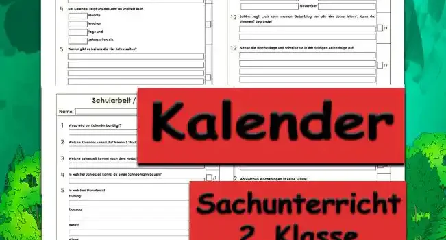 Arbeitsblatt Klassenarbeit Kalender - Kostenloses Unterrichtsmaterial von Legakulie.info.