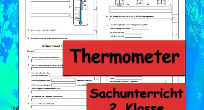 Arbeitsblatt Klassenarbeit Thermometer - Kostenloses Unterrichtsmaterial von Legakulie.info.