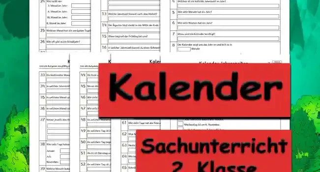 Arbeitsblatt Übungsfragen Kalender - Kostenloses Unterrichtsmaterial von Legakulie.info.