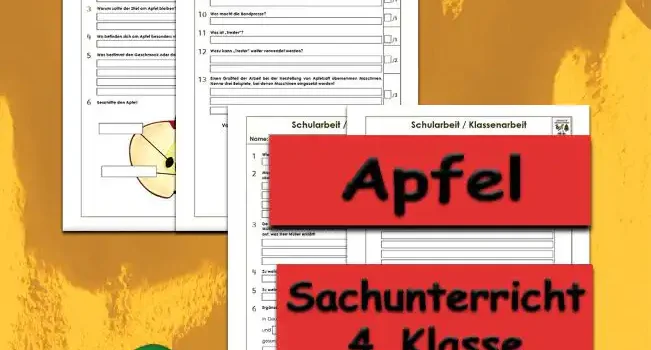 Arbeitsblatt Klassenarbeit Apfel - Kostenloses Unterrichtsmaterial von Legakulie.info.