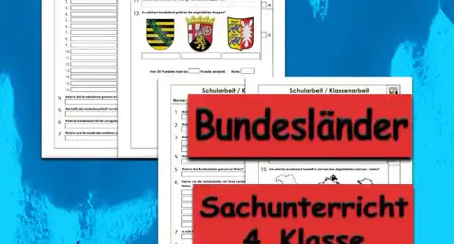 Arbeitsblatt Klassenarbeit Bundesländer - Kostenloses Unterrichtsmaterial von Legakulie.info.