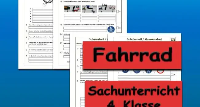 Klassenarbeit Fahrrad Arbeitsblatt Klassenarbeit Fahrrad - Kostenloses Unterrichtsmaterial von Legakulie.info.