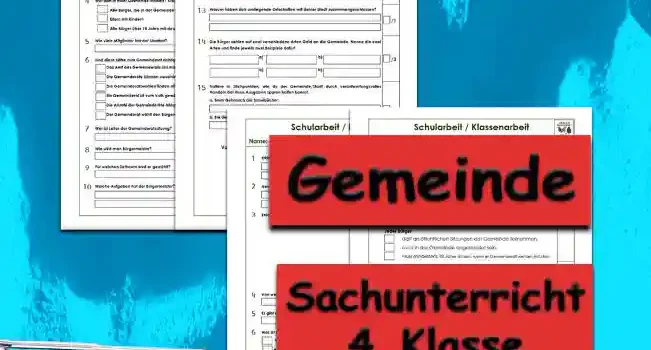 Arbeitsblatt Klassenarbeit Gemeinde - Kostenloses Unterrichtsmaterial von Legakulie.info.