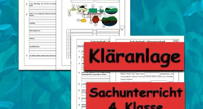 Arbeitsblatt Klassenarbeit Kläranlage - Kostenloses Unterrichtsmaterial von Legakulie.info.