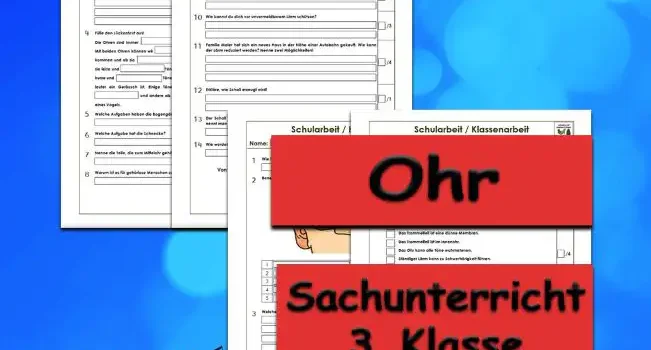 Klassenarbeit Ohr Arbeitsblatt Klassenarbeit Ohr - Kostenloses Unterrichtsmaterial von Legakulie.info.