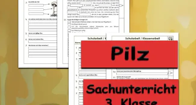 Arbeitsblatt Klassenarbeit Pilz - Kostenloses Unterrichtsmaterial von Legakulie.info.