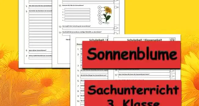 Klassenarbeit Sonnenblume Arbeitsblatt Klassenarbeit Sonnenblume - Kostenloses Unterrichtsmaterial von Legakulie.info.