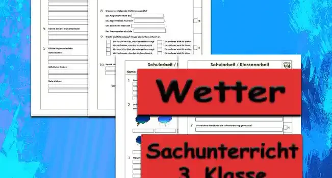 Arbeitsblatt Klassenarbeit Wetter - Kostenloses Unterrichtsmaterial von Legakulie.info.