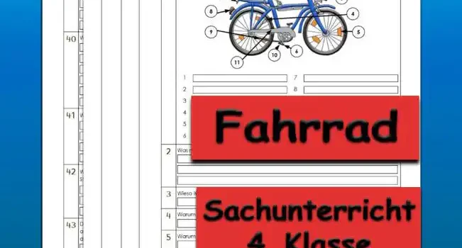 Arbeitsblatt Übungsfragen Fahrrad - Kostenloses Unterrichtsmaterial von Legakulie.info.