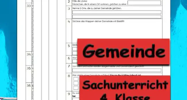 Arbeitsblatt Übungsfragen Gemeinde - Kostenloses Unterrichtsmaterial von Legakulie.info.