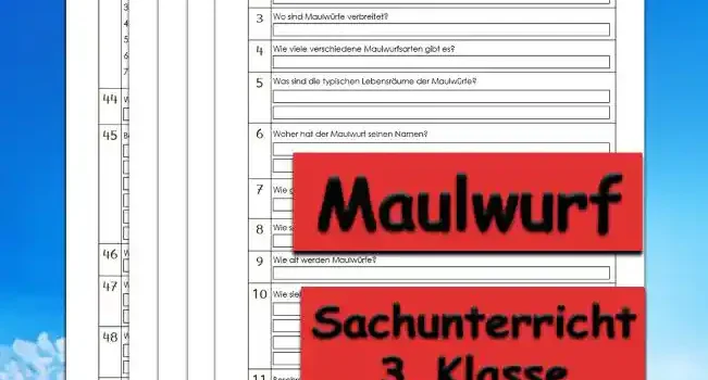 Übungsfragen Maulwurf Arbeitsblatt Übungsfragen Maulwurf - Kostenloses Unterrichtsmaterial von Legakulie.info.