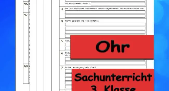 Übungsfragen Ohr Arbeitsblatt Übungsfragen Ohr - Kostenloses Unterrichtsmaterial von Legakulie.info.