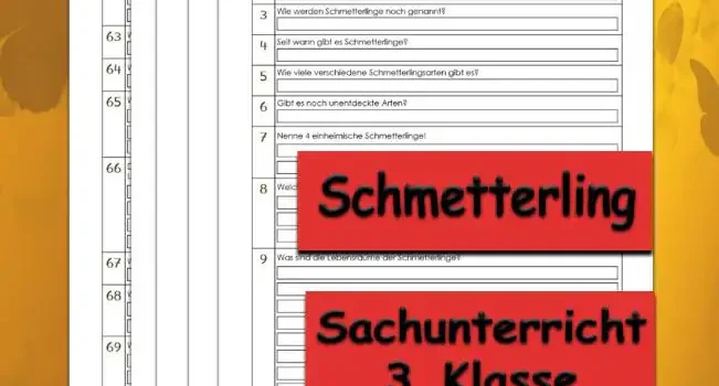 Übungsfragen Schmetterling Arbeitsblatt Übungsfragen Schmetterling - Kostenloses Unterrichtsmaterial von Legakulie.info.