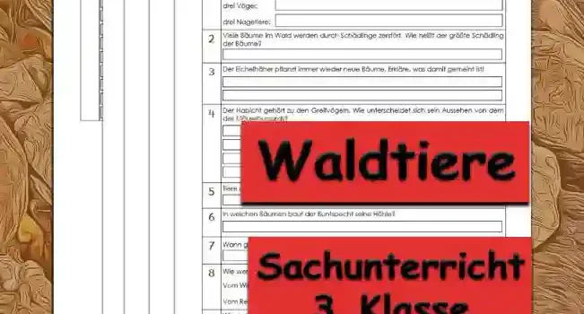 Arbeitsblatt Übungsfragen Waldtiere - Kostenloses Unterrichtsmaterial von Legakulie.info.