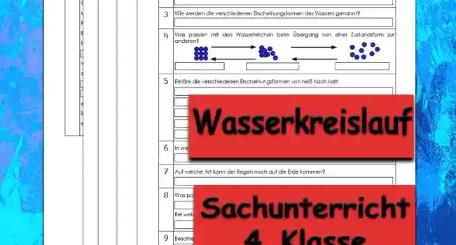 Arbeitsblatt Übungsfragen Wasserkreislauf - Kostenloses Unterrichtsmaterial von Legakulie.info.