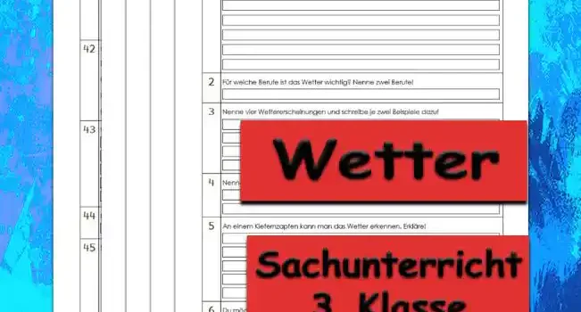 Arbeitsblatt Übungsfragen Wetter - Kostenloses Unterrichtsmaterial von Legakulie.info.