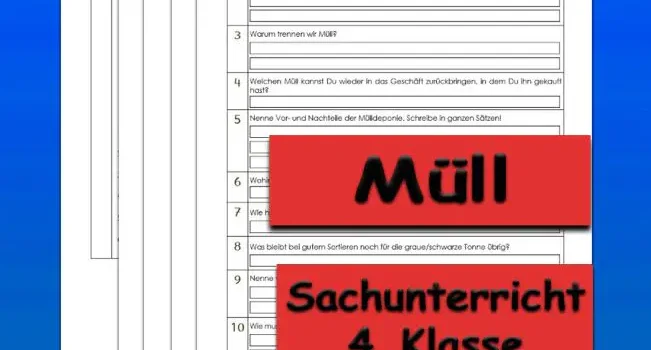 Übungsfragen Müll Arbeitsblatt Übungsfragen Müll - Kostenloses Unterrichtsmaterial von Legakulie.info.
