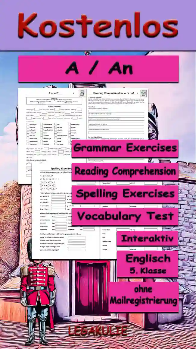 A An Klasse 5 Englisch - Auf Legakulie.info stehen Grammatik, vielseitige Übungen zum Textverständnis, zu Diktaten und zur Rechtschreibung.
