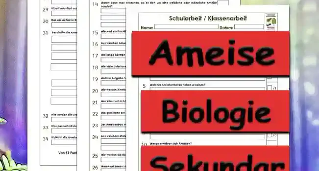 Klassenarbeit Ameise Unterrichtsmaterial - Kostenlos von Legakulie.info