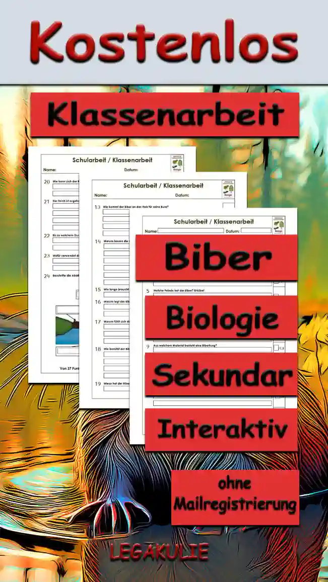 Klassenarbeit Biber Unterrichtsmaterial - Kostenlos von Legakulie.info