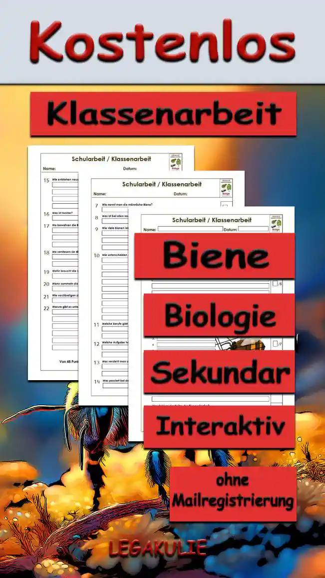 Klassenarbeit Biene Unterrichtsmaterial - Kostenlos von Legakulie.info