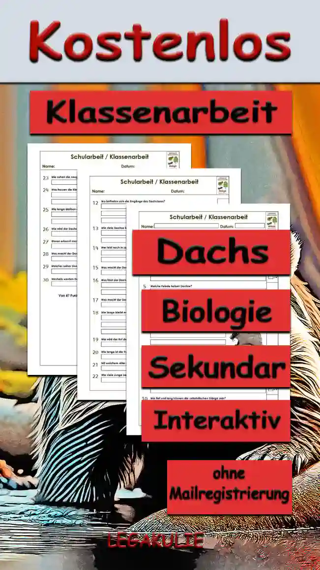 Klassenarbeit Dachs Unterrichtsmaterial - Kostenlos von Legakulie.info