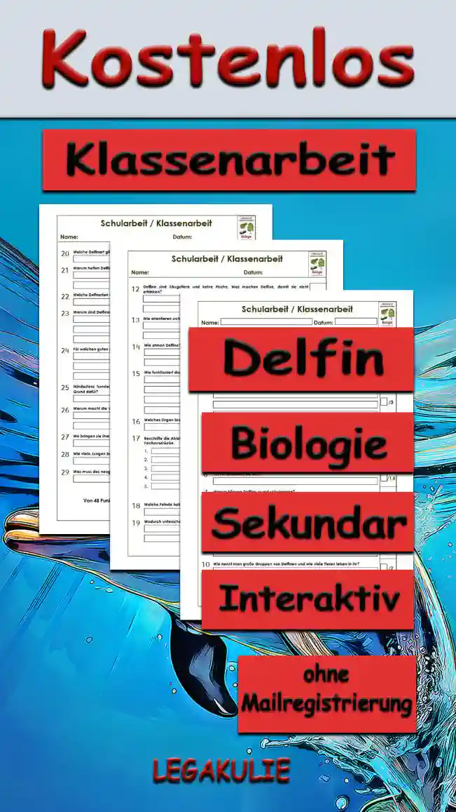 Klassenarbeit Delfin Unterrichtsmaterial - Kostenlos von Legakulie.info