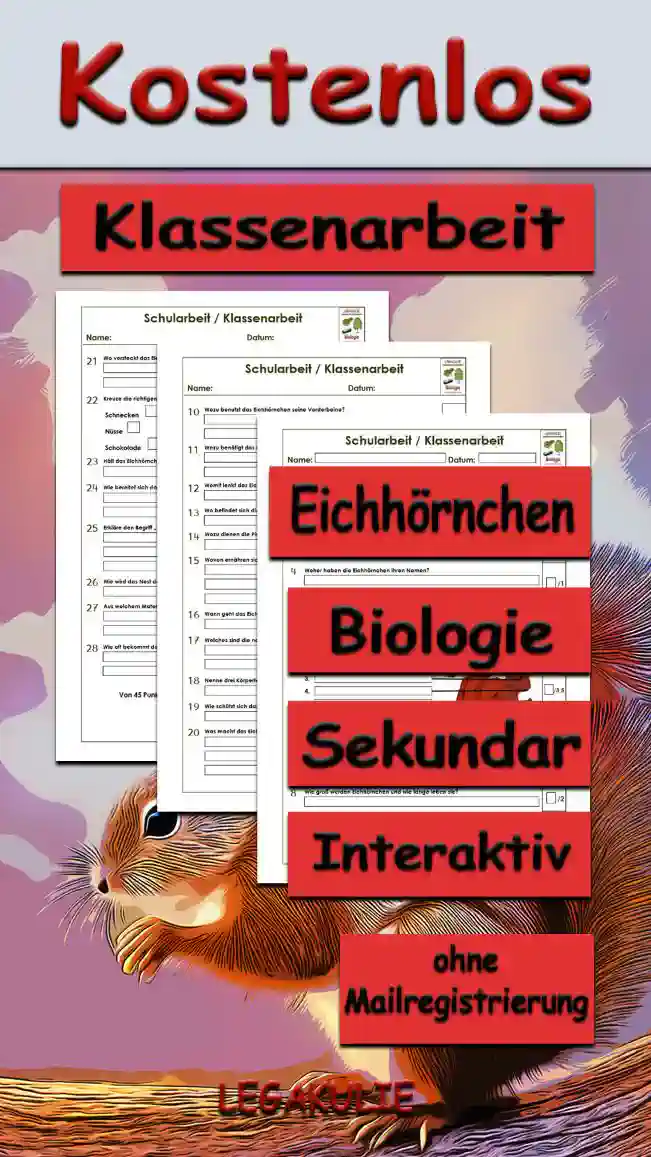 Klassenarbeit Eichhörnchen Unterrichtsmaterial - Kostenlos von Legakulie.info