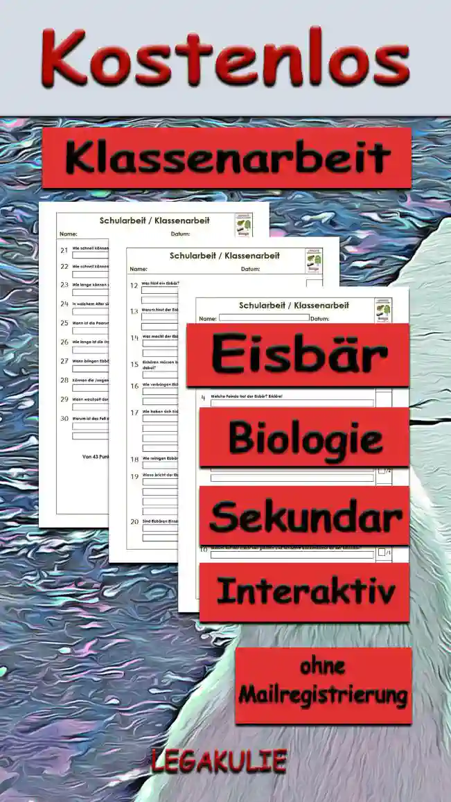 Klassenarbeit Eisbär Unterrichtsmaterial - Kostenlos von Legakulie.info