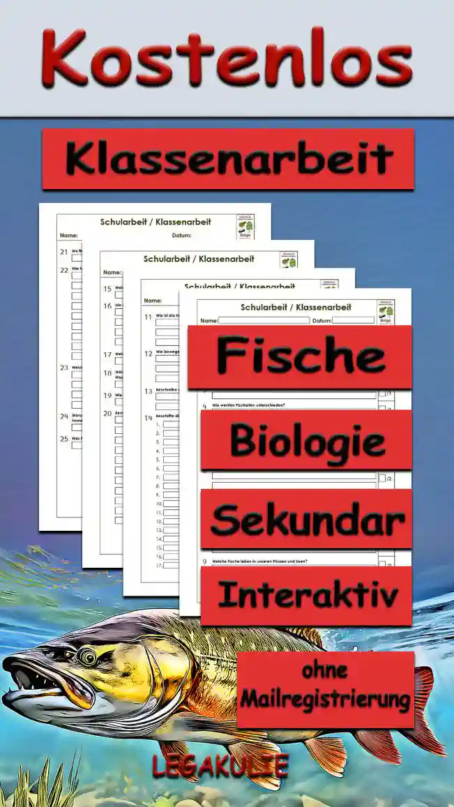 Klassenarbeit Fische Unterrichtsmaterial - Kostenlos von Legakulie.info
