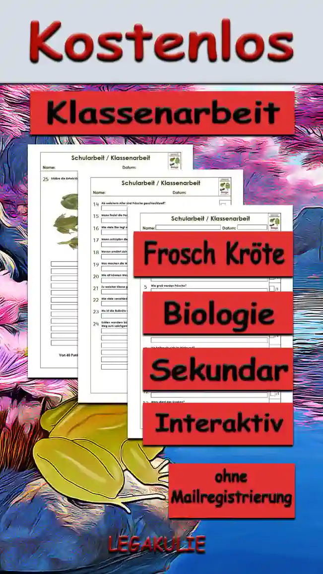 Klassenarbeit Frosch Kröte Unterrichtsmaterial - Kostenlos von Legakulie.info