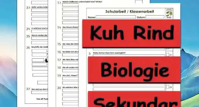 Klassenarbeit Kuh Rind Unterrichtsmaterial - Kostenlos von Legakulie.info