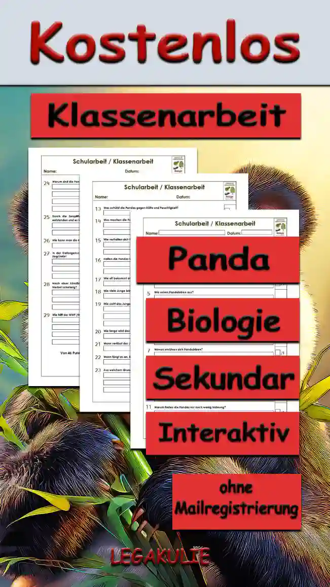 Klassenarbeit Panda Unterrichtsmaterial - Kostenlos von Legakulie.info