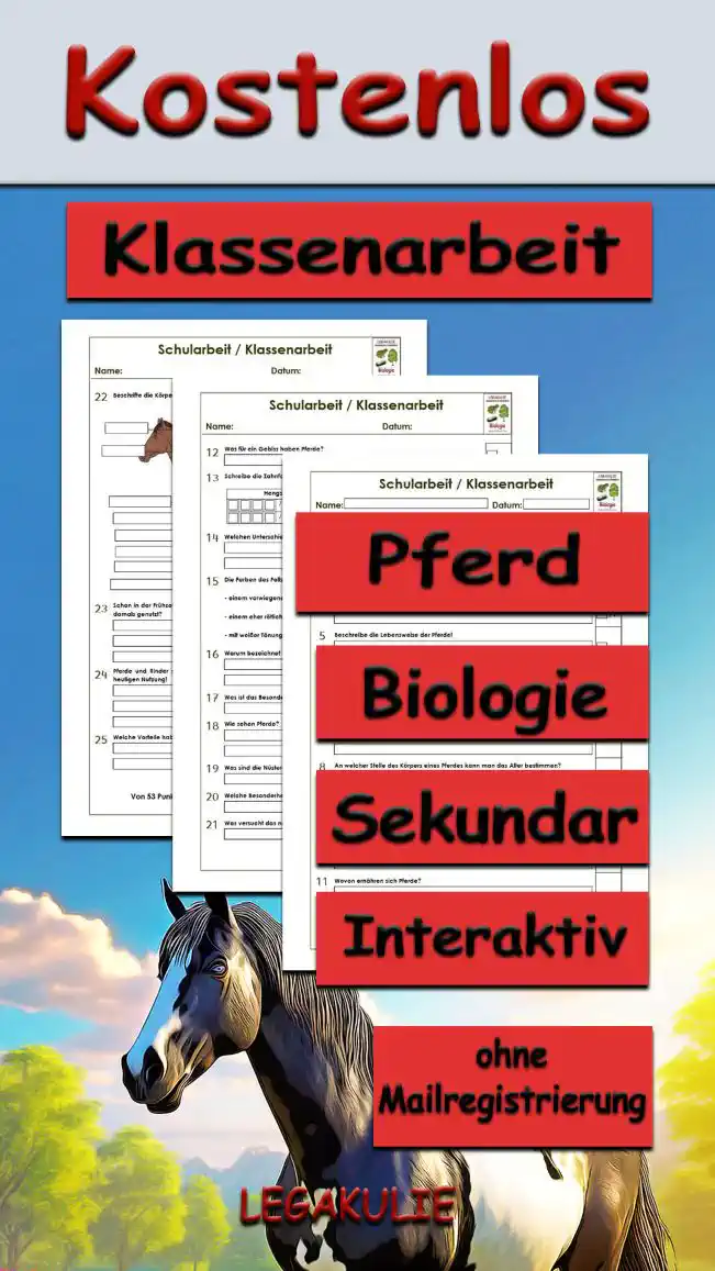 Klassenarbeit Pferd Unterrichtsmaterial - Kostenlos von Legakulie.info