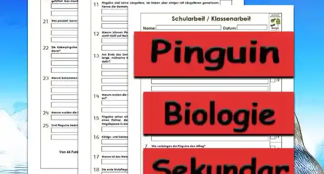 Klassenarbeit Pinguin Klassenarbeit Pinguin Unterrichtsmaterial - Kostenlos von Legakulie.info