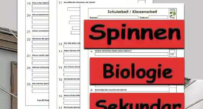 Klassenarbeit Spinnen Unterrichtsmaterial - Kostenlos von Legakulie.info