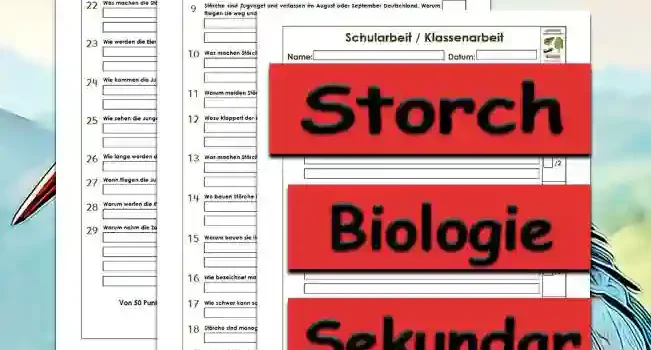 Klassenarbeit Storch Unterrichtsmaterial - Kostenlos von Legakulie.info