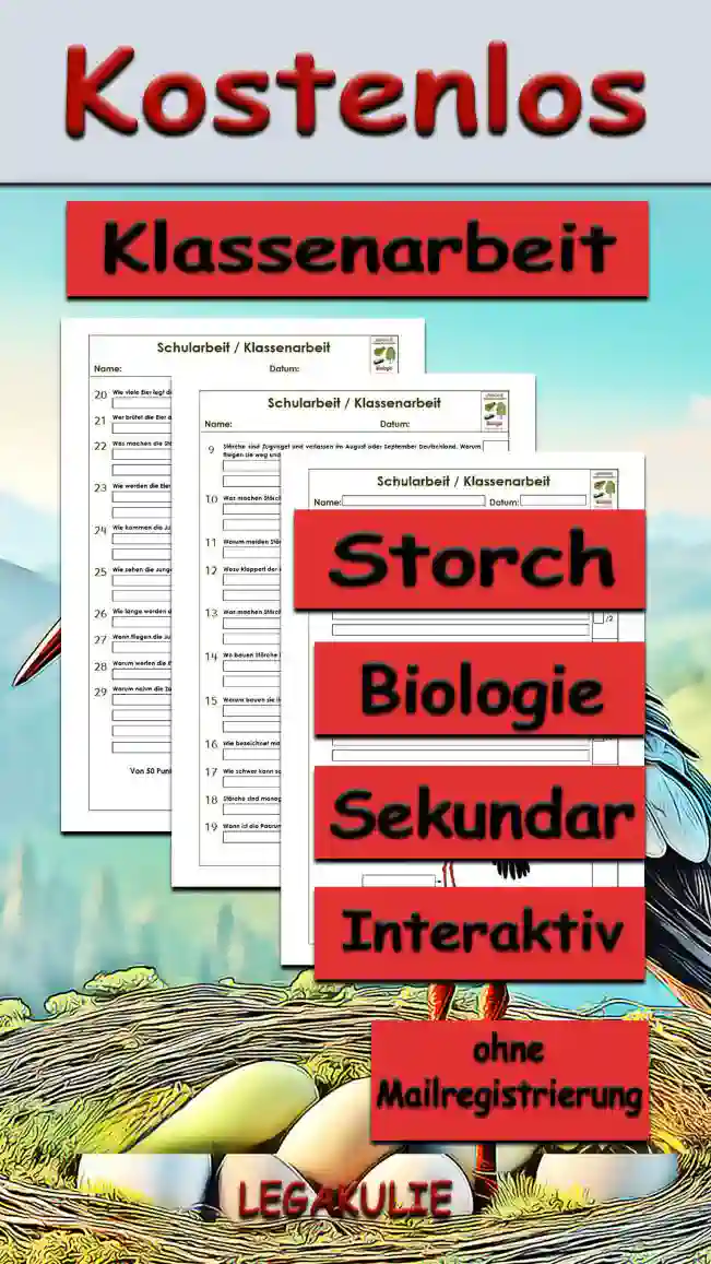 Klassenarbeit Storch Unterrichtsmaterial - Kostenlos von Legakulie.info