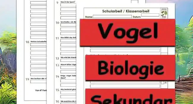 Klassenarbeit Vogel Unterrichtsmaterial - Kostenlos von Legakulie.info