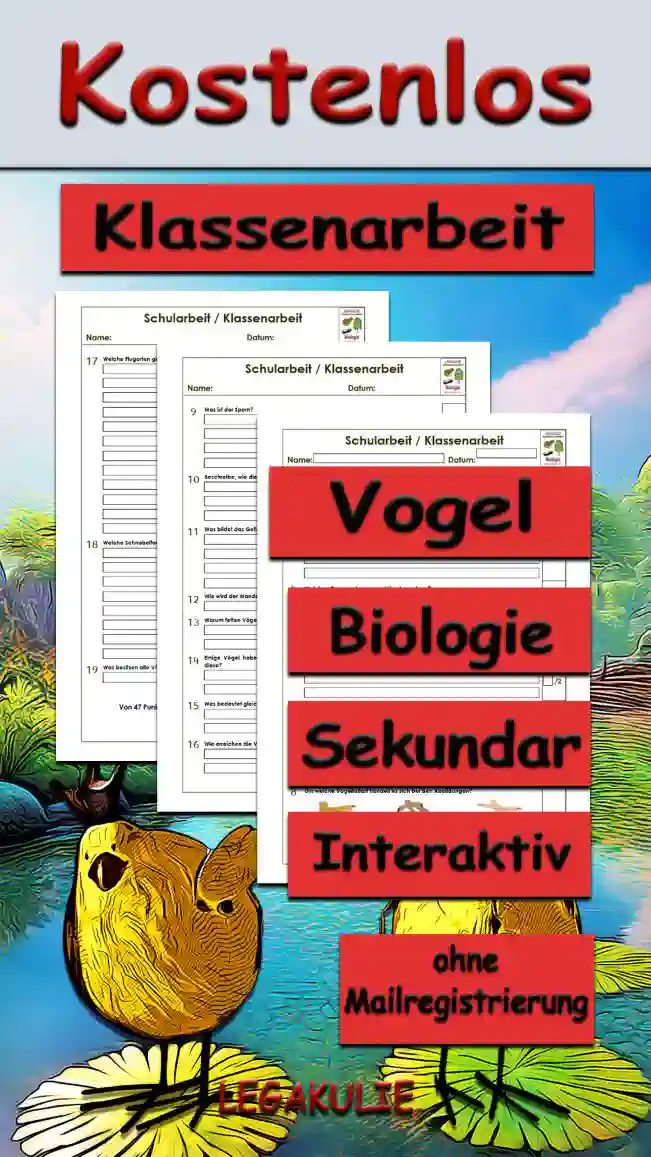 Klassenarbeit Vogel Unterrichtsmaterial - Kostenlos von Legakulie.info