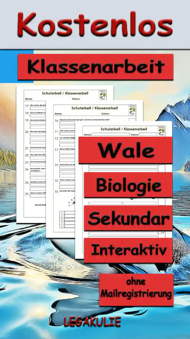 Klassenarbeit Wale Unterrichtsmaterial - Kostenlos von Legakulie.info