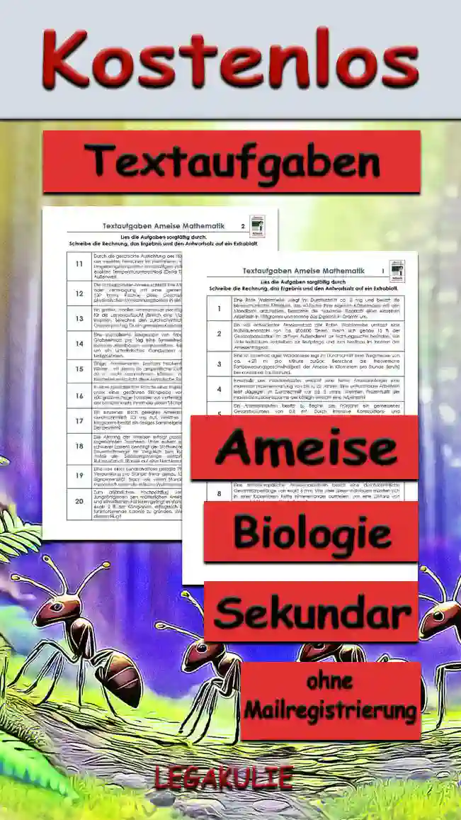 Textaufgaben Ameise Sekundar Unterrichtsmaterial - Kostenlos von Legakulie.info